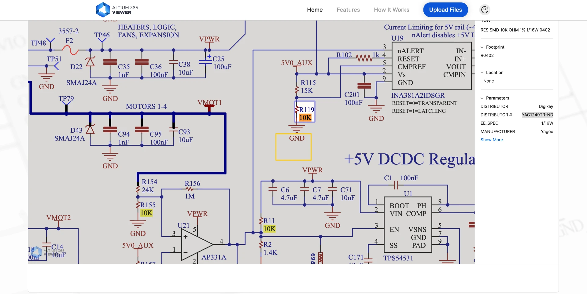 Altium showing the distributor number set on R119, R155 and R11